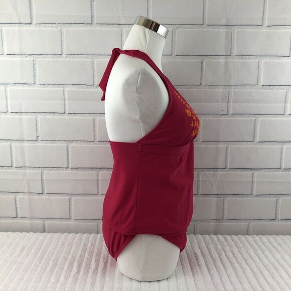 Calypso St Barth For Target Tankini Swimsuit Sz S Embroidered Halter Pink Orange - Picture 5 of 8